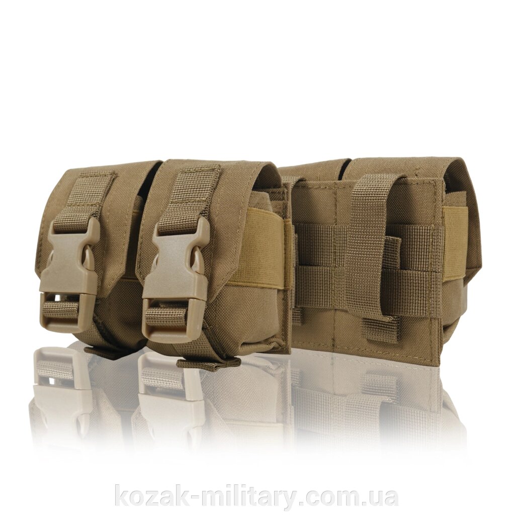 Тактичний підсумок під 2 гранати Kiborg GU Double Mag Pouch Coyote від компанії "КOZAK" military - фото 1