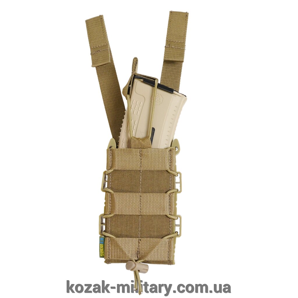 Жорсткий посилений тактичний підсумок Kiborg GU Single Mag Pouch Coyote від компанії "КOZAK" military - фото 1