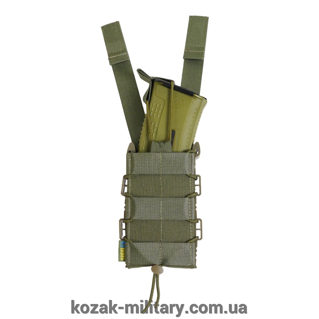 Жорсткий посилений тактичний підсумок Kiborg GU Single Mag Pouch Khaki від компанії "КOZAK" military - фото 1