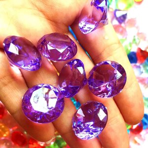Акрилові діаманти фіолетового кольору RESTEQ 100 шт/уп. Акрилові дорогоцінні камені фіолетові. Діаманти з акрилу.