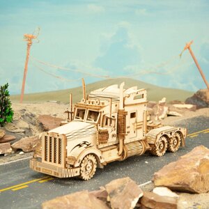 Деревяний конструктор Robotime 3D Вантажівка 286 деталей. Деревяна збірна 3D модель вантажівки 224х74х100 см