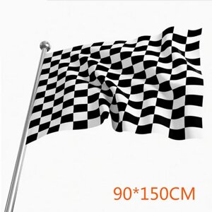 Прапор гоночний 150*90 см. Фінішний прапор RESTEQ. картатий прапор. Прапор у чорно-білу шашку. Прапор Фініш