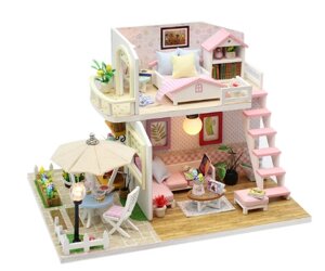 Ляльковий дерев`яний будиночок CuteBee. Конструктор мініатюрний ляльковий будиночок з підсвічуванням 20x17x16.5см