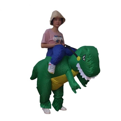 Надувний костюм зеленого динозавра RESTEQ для дорослого, хелловін, косплей. Неси мене динозавр