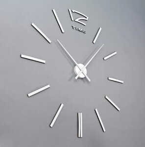 Настінний годинник Diy Clock ZH003 срібного кольору, великий. Настінний 3D годинник "зроби сам"