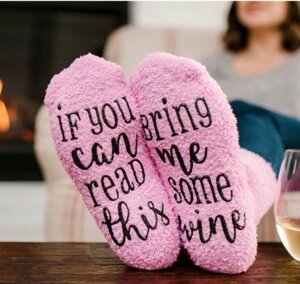 Подарункові шкарпетки RESTEQ "Капкейк"кекси) з написом "Принеси вина" рожеві