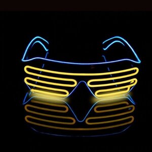 Світлодіодні Led El окуляри RESTEQ окуляри для вечірок, паті, жовті з синім обідком