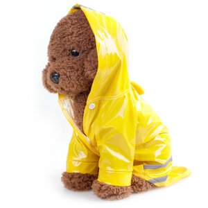 Жовтий дощовик для собаки RESTEQ, розмір XL. Непромокальний дощовик жовтого кольору для собак. Дощовик для свійських