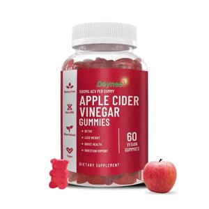 Жувальні цукерки із яблучного оцту Daynee 500 мг. Харчова добавка з пектину для детоксикації, енергії, зниження