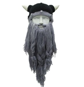 Зимова шапка вікінга з шапкою рогами та довгою бородою RESTEQ