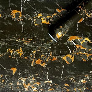 Самоклеюча плівка чорний мармур з жовтим 0,45х10мх0,07мм (2016-2) SW-00001282