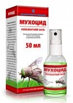 МУХОЦІД спрей 50 мл, ефективний засіб проти мух і комарів.