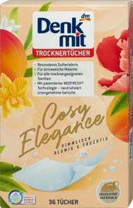 Ароматизовані серветки для одягу в сушарці Denkmit Trocknertucher Cosy Elegance 36 шт