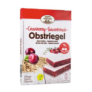 Батончики Пластівці з злаками Happy Harvest Obstriegel Cranberry Пастіла з журавлиною 5шт 150г