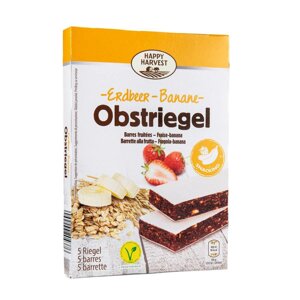 Батончики Пластівці з злаками Happy Harvest Obstriegel Fraise banana Пастіла полуниця та банан 5шт 150г
