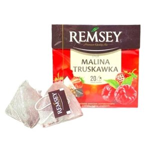 Чай в пірамідках фруктовий Remsey Pyramid Premium quality tea Raspberry&Strawberry Малина Полуниця 20шт 40г