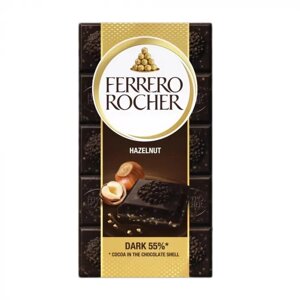 Чорний шоколад 55% Ferrero Rocher Dark Hazelnut з лісовими горіхами 90г