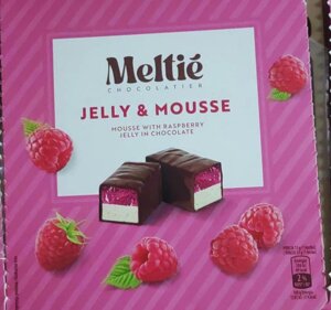 Цукерки Зефір в шоколаді Meltie Jelly&Mousse Raspberry маршмеллоу з малиновим желе 400г