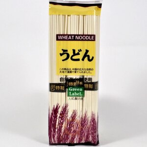 Локшина Удон з пшеничного борошна без глютену Green Label Udon Wheat Noodles Грін лейбл макарони Білі Порційні Тонкі