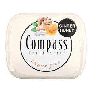 Льодяники без цукру Powermints Compass Fresh mints Ginger Honey цукерки Імбир Мед 14г