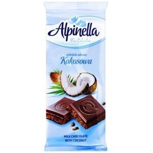 Молочний шоколад Alpinella з кокосовим смаком 90 г