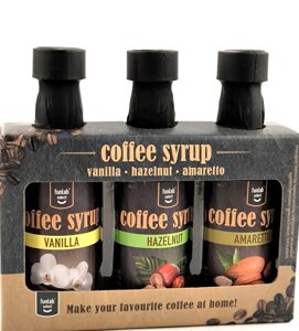 Набір міні сиропів до кави Funlab Select Coffee syrup Vanila&Hazelnut&Amaretto ваніль ліщина амаретто 3шт 135мл