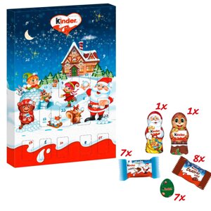 Набір Подарунок Новорічний Адвент календар Kinder Advent Calendar ChocoMix Шоколадні цукерки Дитячий 150г