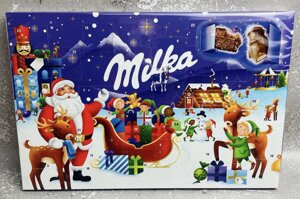 Набір Подарунок Новорічний Адвент календар Milka Advent calendar Santa Quest шоколадні цукерки Дитячий 200г