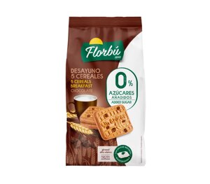 Печиво без цукру Florbu Desayuno Five Cereales Breakfast Chocolate сніданок пять злаків з шматочками шоколаду 340г