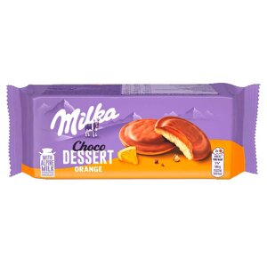 Печиво шоколадне Milka Choco Dessert Orange з апельсиновим кремом 10шт 147г