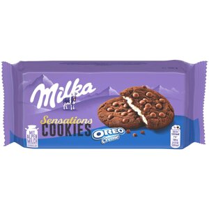 Печиво шоколадне Milka Sensations Cookies Oreo creme з кремом Орео 6шт 156г