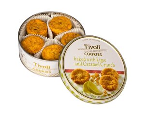 Печиво вершкове Cвяткове Jacobsens Bakery Tivoli Delicious Danish Cookies Caramel Crunch&Lime карамельний кранч з