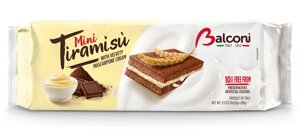 Тістечка шоколадні бісквітні Balconi Mini Tiramisu Mascarpone з кремом маскарпоне 10шт 300г