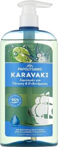 Шампунь з дозатором Papoutsanis Karavaki fortifying Shampoo Зміцнення для тонкого та ослабленого волосся лайм 600мл