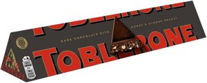 Шоколад чорний трикутний Toblerone з медово-мигдальною нугою 100г