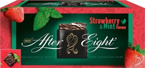 Шоколад чорний з полунично-мятним кремом Nestle After Eight Strawberry&Mint Chocolate Thins Delightfully minty