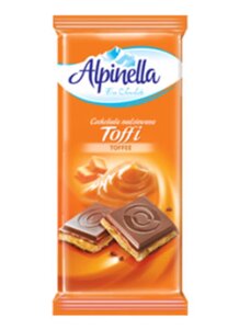 Шоколад молочний з карамеллю Alpinella Toffee 90грам