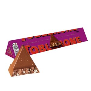 Шоколад молочний з родзинками трикутний Toblerone з медово-мигдальною нугою 100г