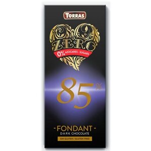 Шоколад Torras Fondant Dark chocolate екстра чорний 85% 100г