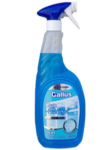 Засіб для чищення вікон та дзеркал спрей Gallus Glas-Reiniger Glass&Mirror Cleaner 3в1 синій 1000мл