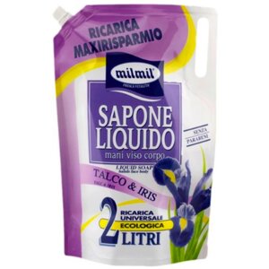 Рідке мило для гігієни MilMil без парабенів Sapone Liquido Talco Iris Maxi Refill Bag делікатне Тальк та Ірис Макс