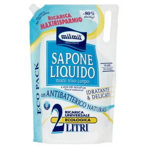 Рідке мило для гігієни MilMil Sapone Liquido Antibatterico Naturale Maxi Refill Bag антибактеріальне Макс 2000мл