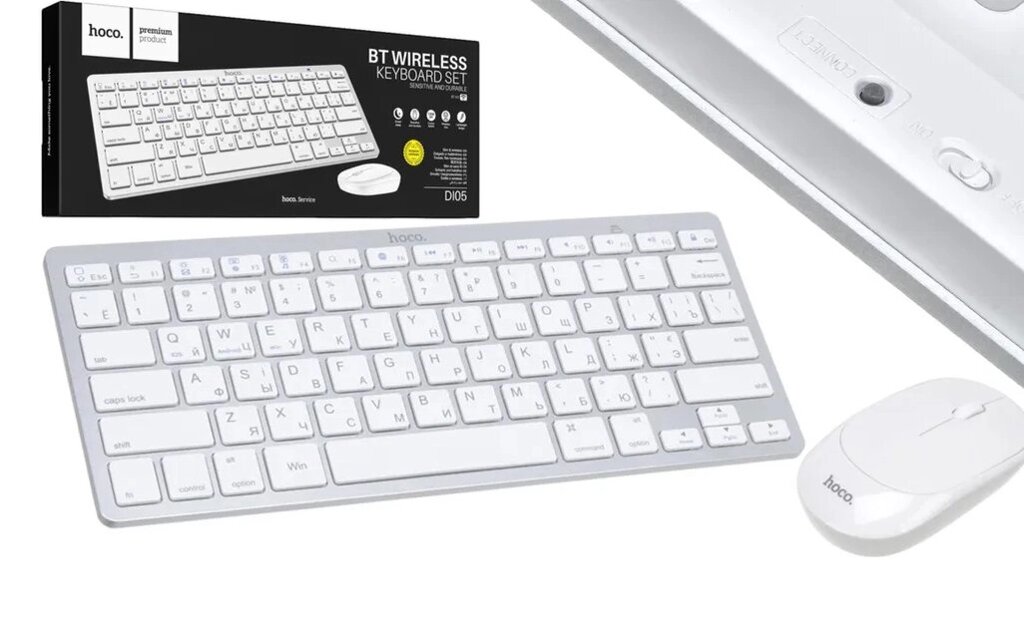 Бездротовий комплект Hoco DI05 Bluetooth клавіатура і мишка - White від компанії Інтернет-магазин "FotoUSB" - фото 1