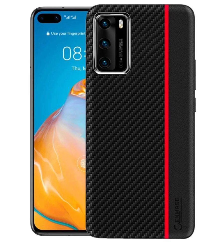 Чехол накладка Primolux Cenmaso для смартфона Huawei P40 - Black&Red від компанії Інтернет-магазин "FotoUSB" - фото 1