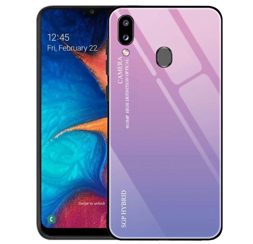 Чохол бампер Primolux Gradient Glass для Samsung Galaxy A20 2019 (SM-A205) / A30 2019 (SM-A305) - Pink від компанії Інтернет-магазин "FotoUSB" - фото 1