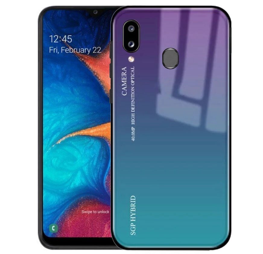 Чохол бампер Primolux Gradient Glass для Samsung Galaxy A20 2019 (SM-A205) / A30 2019 (SM-A305) - Purple від компанії Інтернет-магазин "FotoUSB" - фото 1