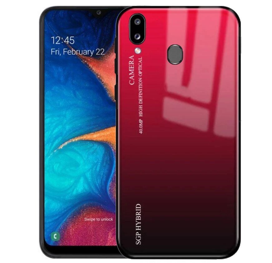 Чохол бампер Primolux Gradient Glass для Samsung Galaxy A20 2019 (SM-A205) / A30 2019 (SM-A305) - Red від компанії Інтернет-магазин "FotoUSB" - фото 1