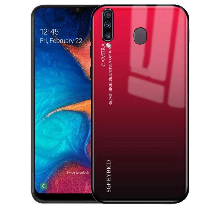Чохол бампер Primolux Gradient Glass для Samsung Galaxy M30 2019 (SM-AM305) - Red від компанії Інтернет-магазин "FotoUSB" - фото 1
