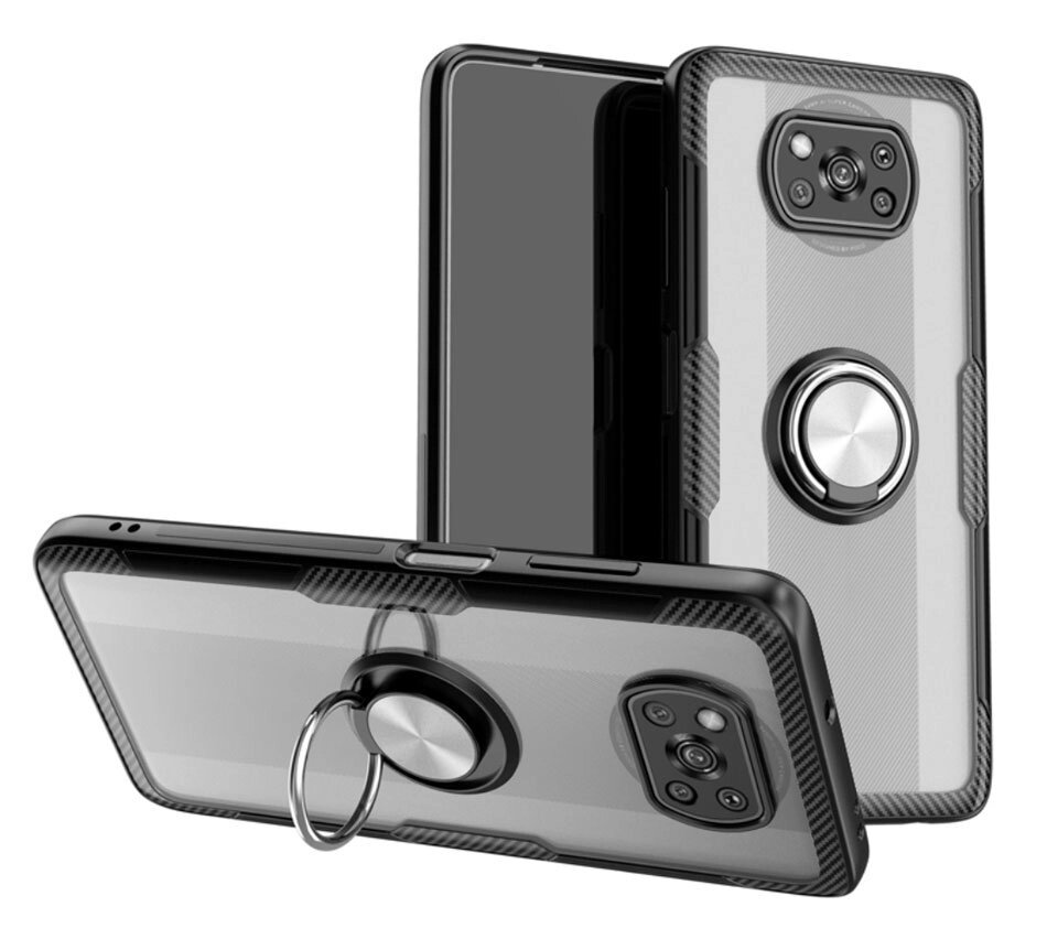 Чохол-бампер Primolux Ring Magnetic Stand для смартфона Xiaomi Poco X3 NFC - Black від компанії Інтернет-магазин "FotoUSB" - фото 1