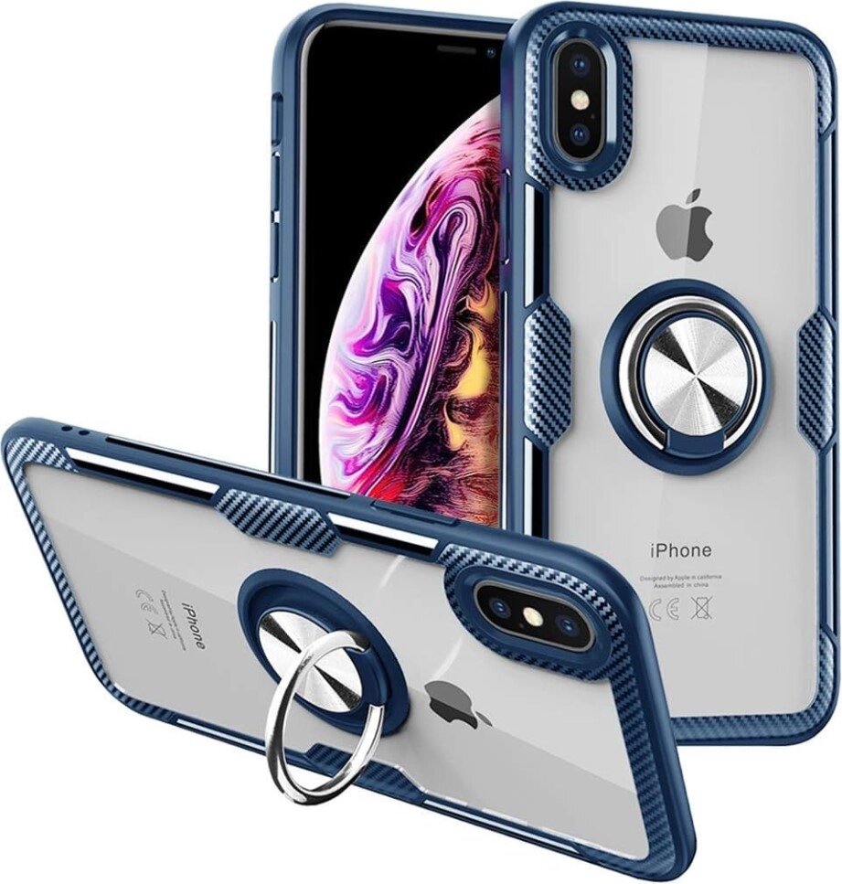 Чохол Primolux Ring Magnetic Stand для Apple iPhone X / iPhone Xs - Navy Blue від компанії Інтернет-магазин "FotoUSB" - фото 1